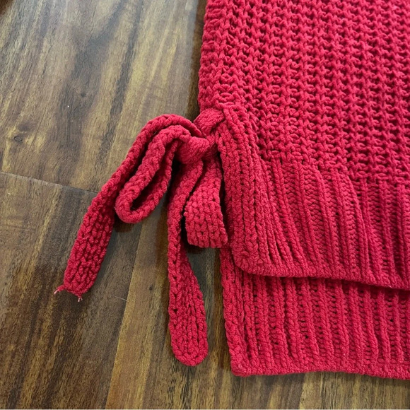 Juniors’ Candie’s Long Sleeve Hi-Lo Pullover Cropped Bow Sweater Red size XS - Picture 11 of 11